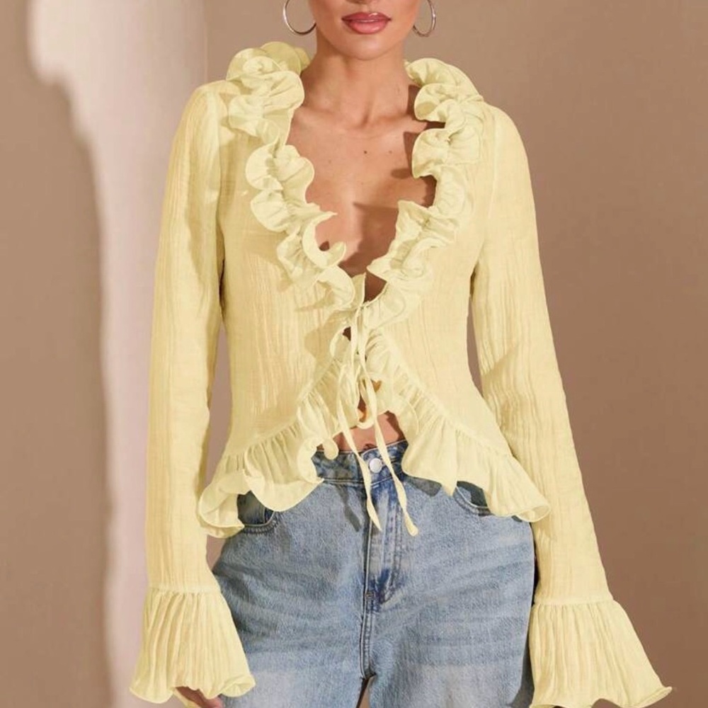 Yellow Ruffled Women's Top